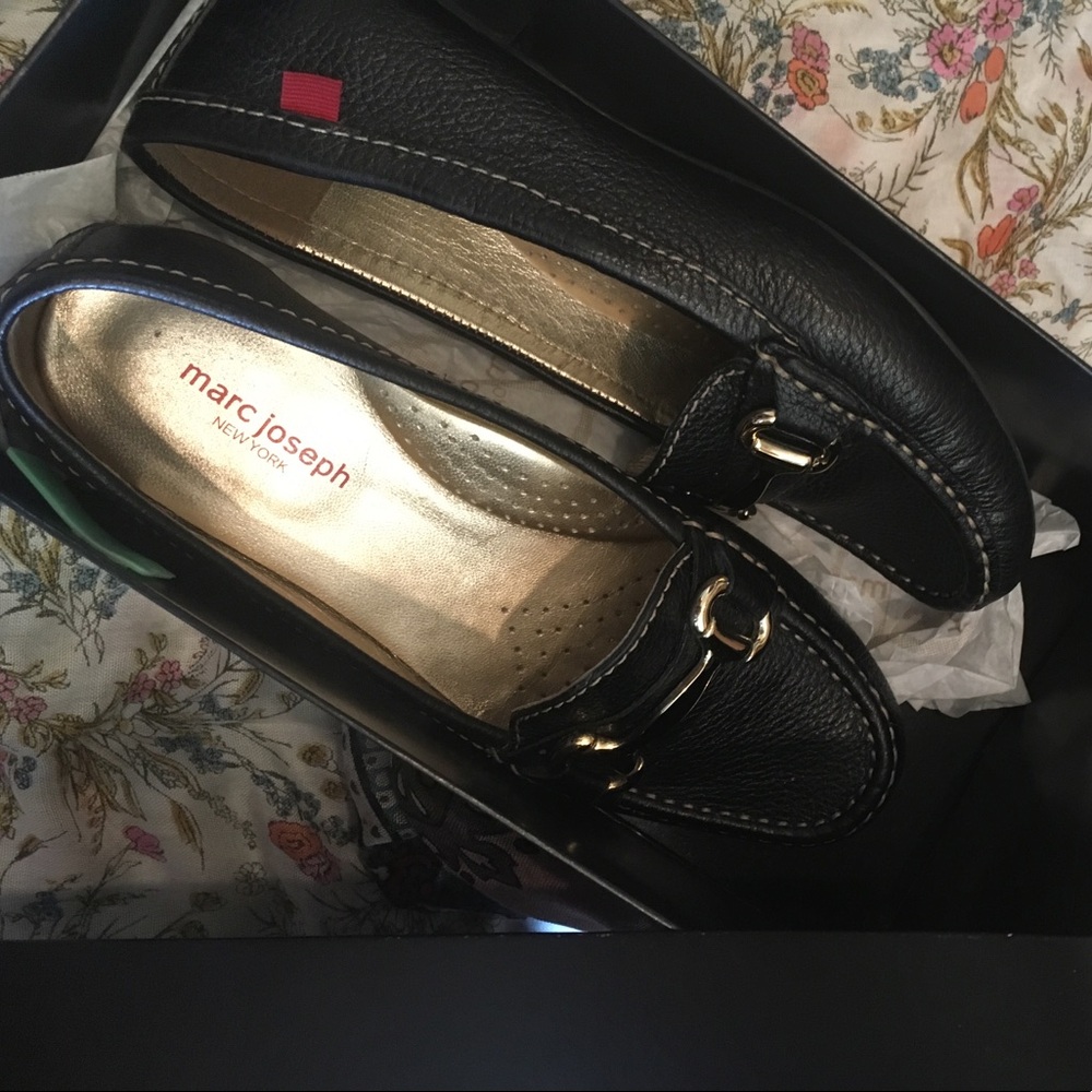 Marc Joseph Black Leather Loafers for Women